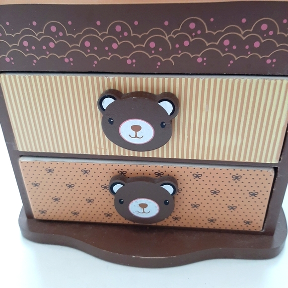 Girl's Bear Wooden Jewelry Box - Picture 2 of 10